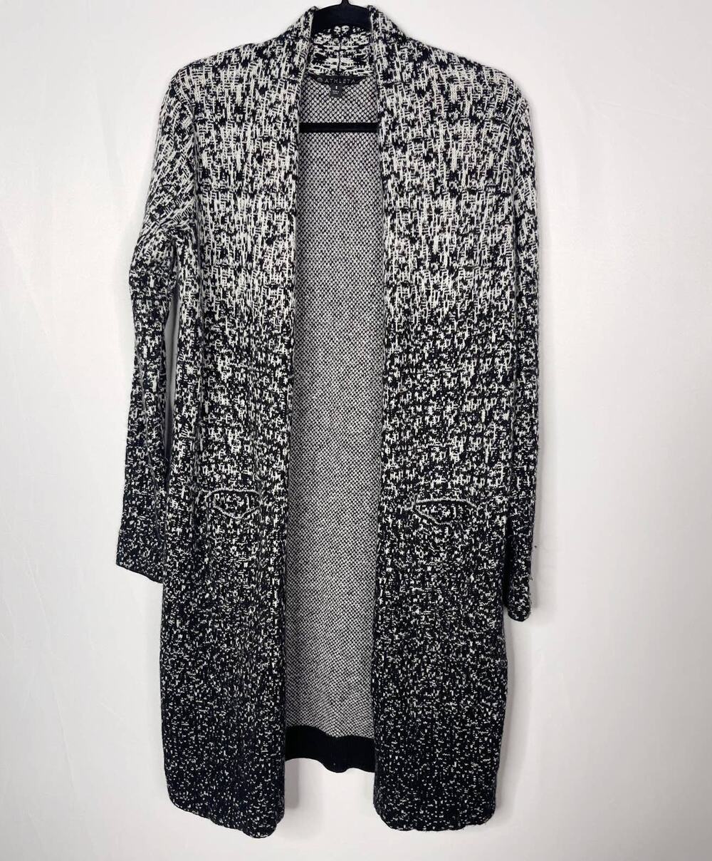 Athleta Small Gray Black Ombre Wythe Wool Cashmere Cardigan Sweater Coat Pocket